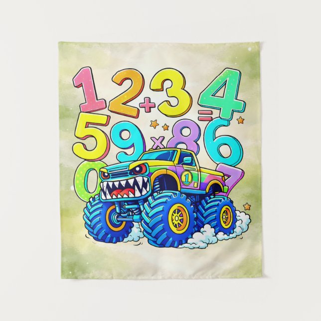 Tapiz Number Day Monster Truck Math Design (Anverso)