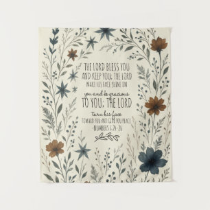 Tapiz Numbers 6:24–26 Bendición Sacerdotal Floral Vintag