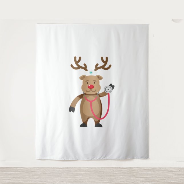 Tapiz NURSE REINDEER Funny Cute Navidades Artwork Nursin (Anverso)