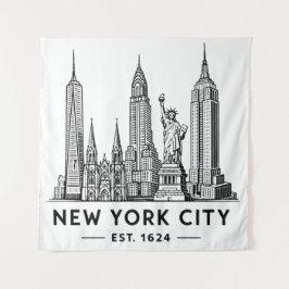 Tapiz NYC Skyline Illustration with Statue of Liberty