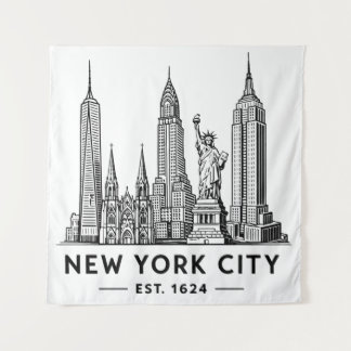 Tapiz NYC Skyline Illustration with Statue of Liberty