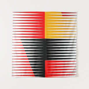 Tapiz Obra de arte roja, negra y amarilla