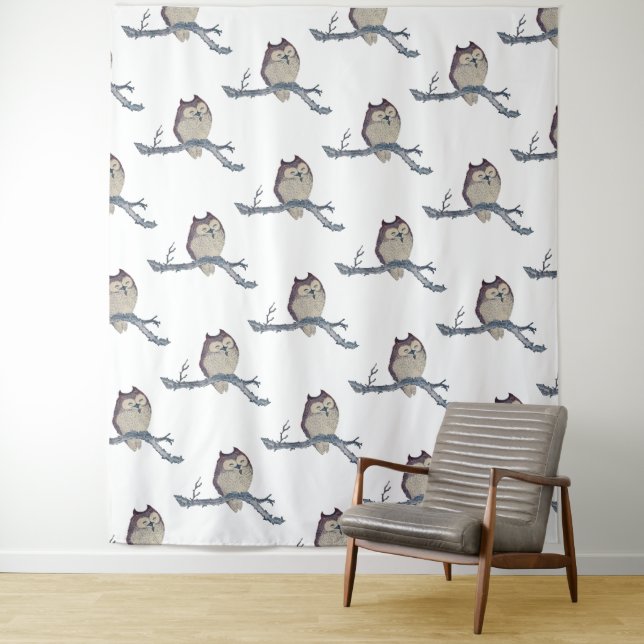 Tapiz Obras de arte de la noche de la lechuza japonesa (In situ)