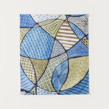 Obras de arte neurográfico azul y verde