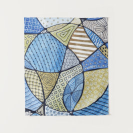 Tapiz Obras de arte neurográfico azul y verde