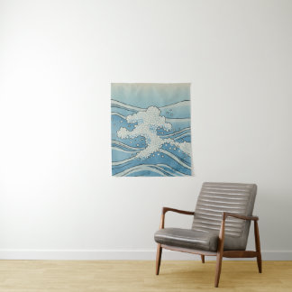 Tapiz Ocean Wave Art Print – Japanese Woodblock Style
