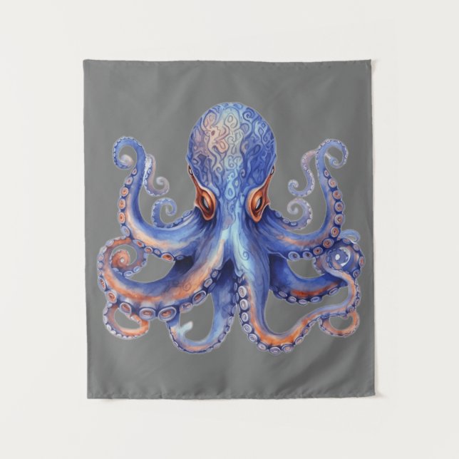 Tapiz Octopus acuarela (Anverso)