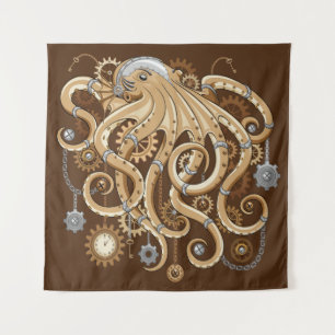 Tapiz Octopus Steampunk Surreal Retro Style Machine