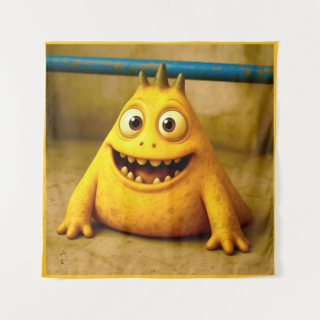 Tapiz OddFriends - Feliz Poster de Monstruo Amarillo (Anverso)