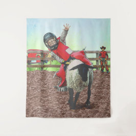 Tapiz Oeste de Rodeo Cowgirl Mutton Busting