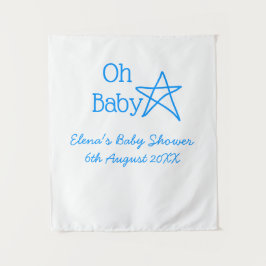 Tapiz Oh baby azul estrella baby shower agregar nombre m