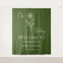 Tapiz Oh Baby Minimalist Wildflower Baby Shower Backdrop