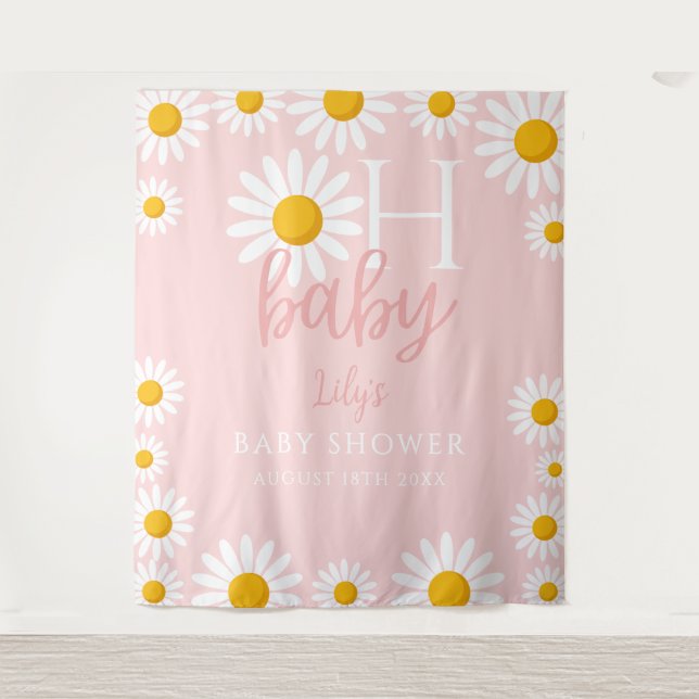 Tapiz Oh Baby Pink Daisy Foto De Fondo (Anverso)