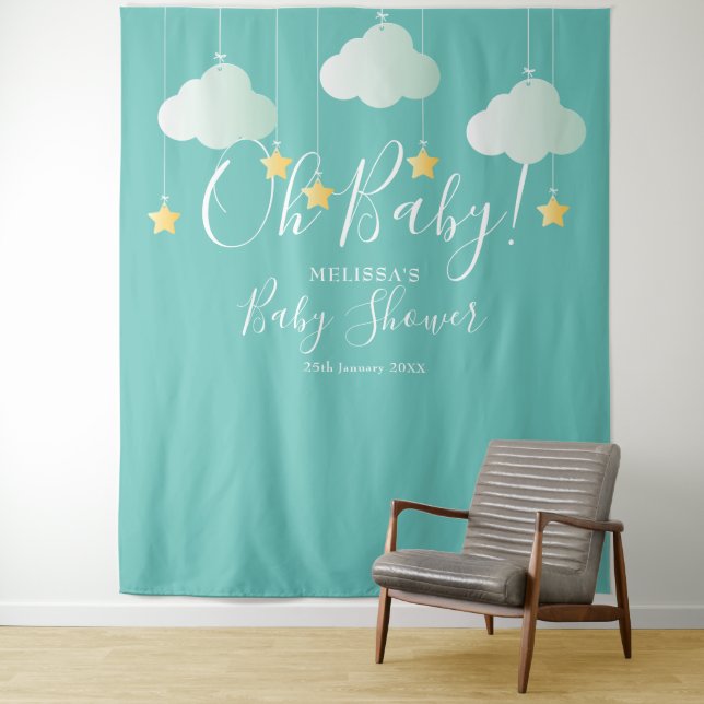 Tapiz Oh Baby Shower Twinkle Stars Photo Booth Fondo (In situ)
