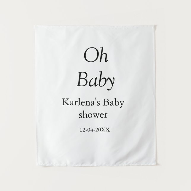 Tapiz Oh bebé añada el nombre de la ducha bebé fecha sim (Anverso)