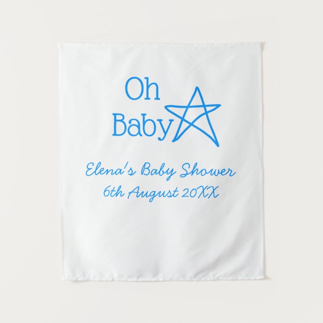 Tapiz Oh bebé estrella azul bebé shower agregar nombre m (Anverso)