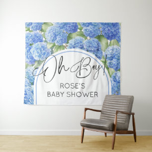 Tapiz Oh Boy Hydrangea Blue Flowers Baby Shower