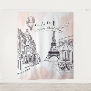 Tapiz Oh La La Paris backdrop pink french bridal banner