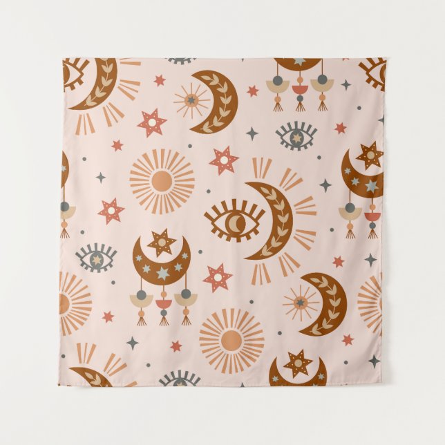 Tapiz Ojo celeste, luna, patrón solar. (Anverso)