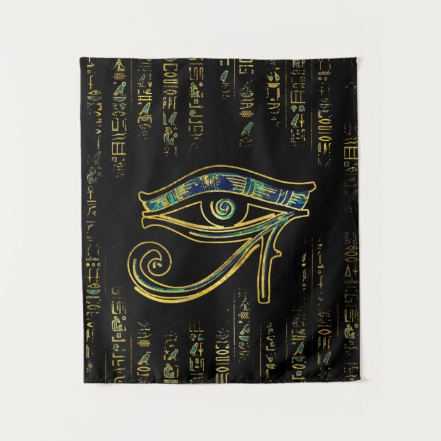 Tapiz Ojo egipcio de Horus en hieroglyphics y mármol (Anverso)