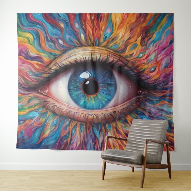 Tapiz Ojos abstractos coloridos (In situ (horizontal))