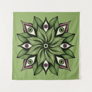 Tapiz Ojos psicodélicos Mandala - Patrón floral trippy