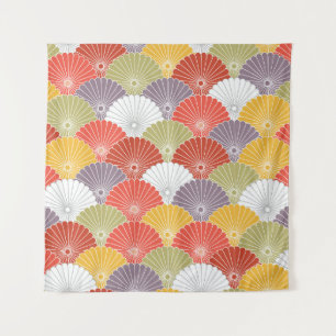 Tapiz Ola floral japonesa: Vintage colorido