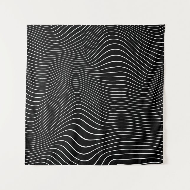 Tapiz Ola psicodélica: fondo blanco negro (Anverso)