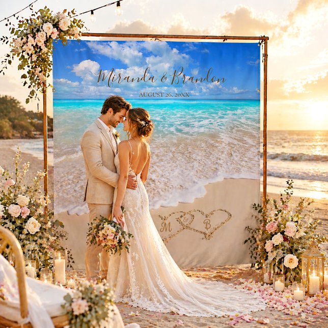 Tapiz Olas del Océano Azul Fondo de Boda Tropical de Pla (Subido por el creador)