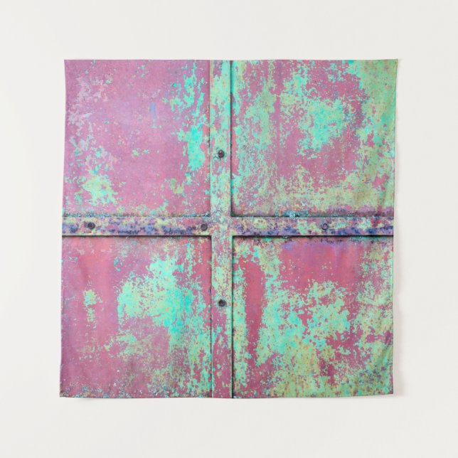 Tapiz Old green painted wall with rust texture. Grunge r (Anverso)
