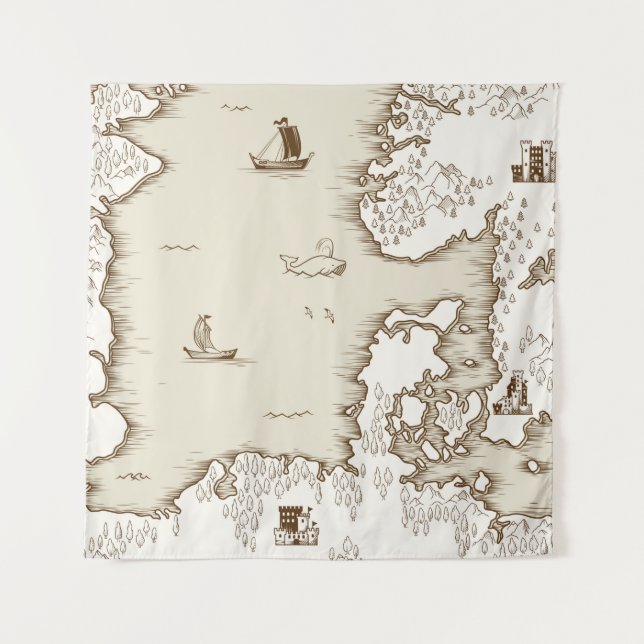 Tapiz Old map of the North Sea, Britain and Scandinavia, (Anverso)
