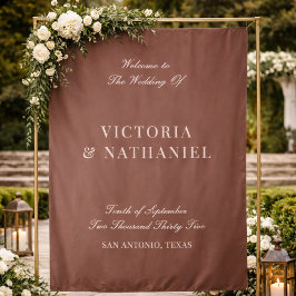 Tapiz Old Money Mocha Brown Fabric Wedding Welcome Sign