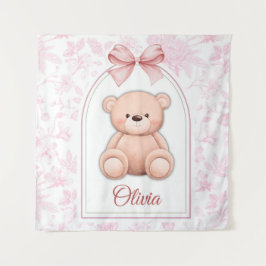 Tapiz Olivia | Diseño de guardería de oso de peluche ros