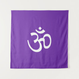 Tapiz Om Aum contorno Icono Hinduismo Símbolo violeta de
