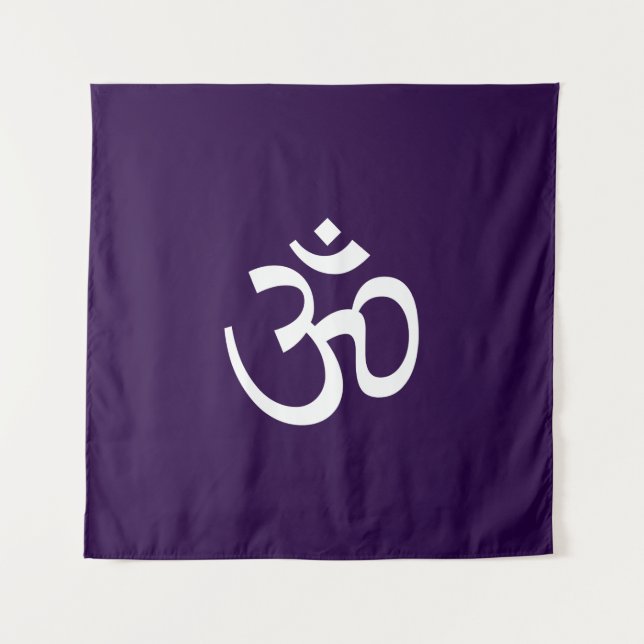 Tapiz Om Aum contorno Icono Hinduismo Símbolo violeta pú (Anverso)