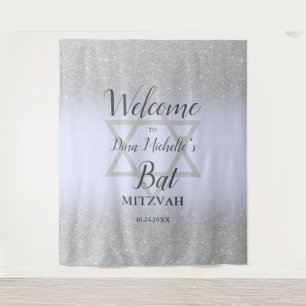 Tapiz Ombre de purpurina plateada lila chic Bat Mitzvah