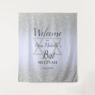 Tapiz Ombre de purpurina plateada lila chic Bat Mitzvah