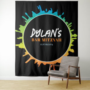 Tapiz Ombre Splatter Bat Bar Mitzvah Photo Op Backdrop