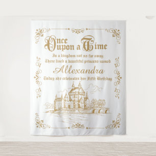 Tapiz Once upon a Time royal backdrop gold and white