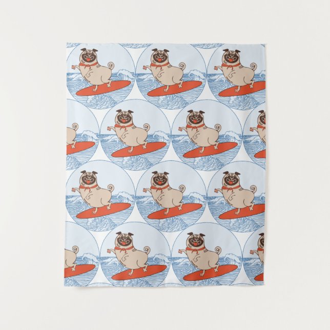 Tapiz Onda montando perro de cerdo feliz en la banda de  (Anverso)