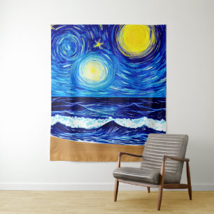 Tapiz Ondas de playa Starry Moon