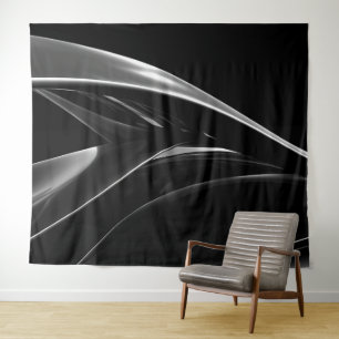 Tapiz Ondas en fotografía cromada en blanco y negro abst