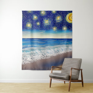 Tapiz Ondas Starry Blue Beach