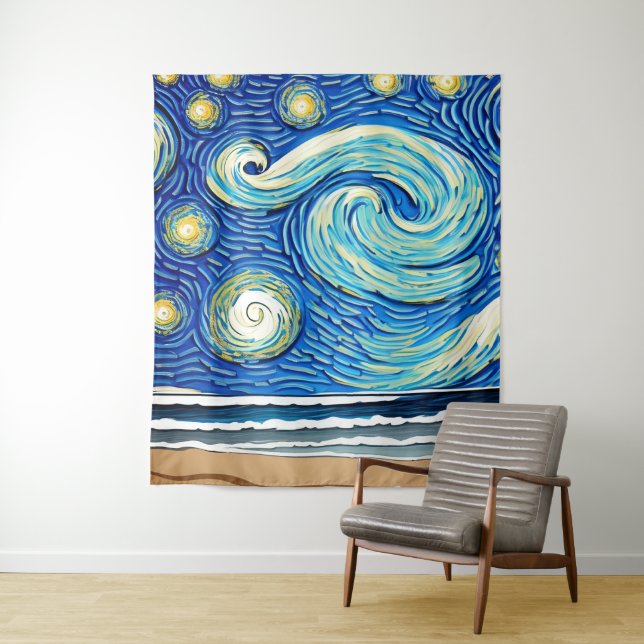 Tapiz Ondas Starry Ocean Summer Beach (In situ)
