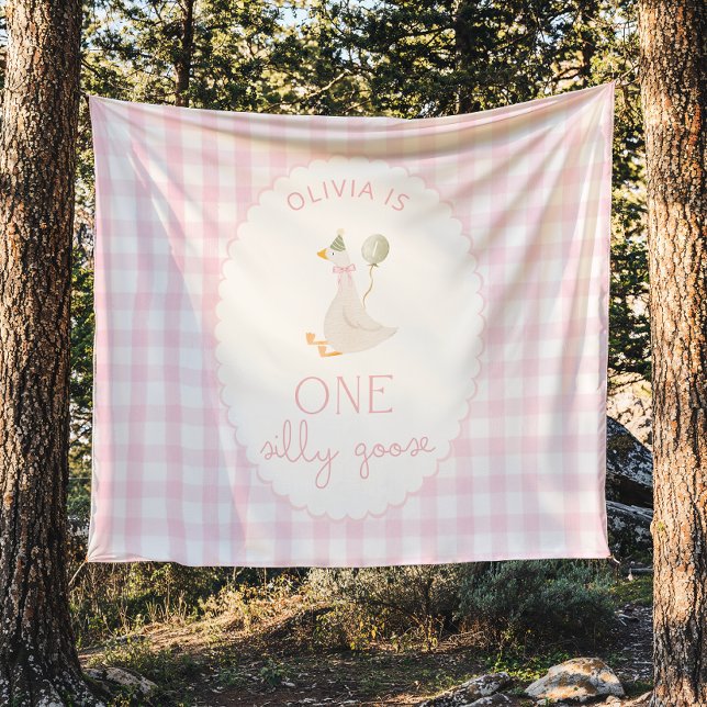 Tapiz One Silly Goose 1st  Birthday Personalized Banner  (Subido por el creador)