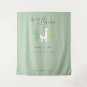 Tapiz Ooh La Llama Baby Shower Green Background Cute