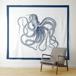 Tapiz Opulpo náutico vintage de color azul marino