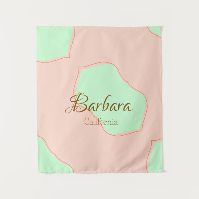 Tapiz Orange green pastel boho add name place rustic ele (Anverso)