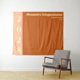 Tapiz Orange Modern Graduation Party Backdrop