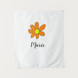 Tapiz Orange yellow Daisy abstract add name text female